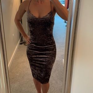 Gunmetal Grey Suede Dress, Size Small (4)